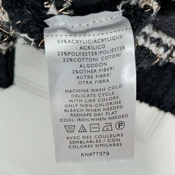 Ann Taylor Shimmer Plaid Lady Jacket Womens Size Medium Black Button Front - Picture 5 of 9